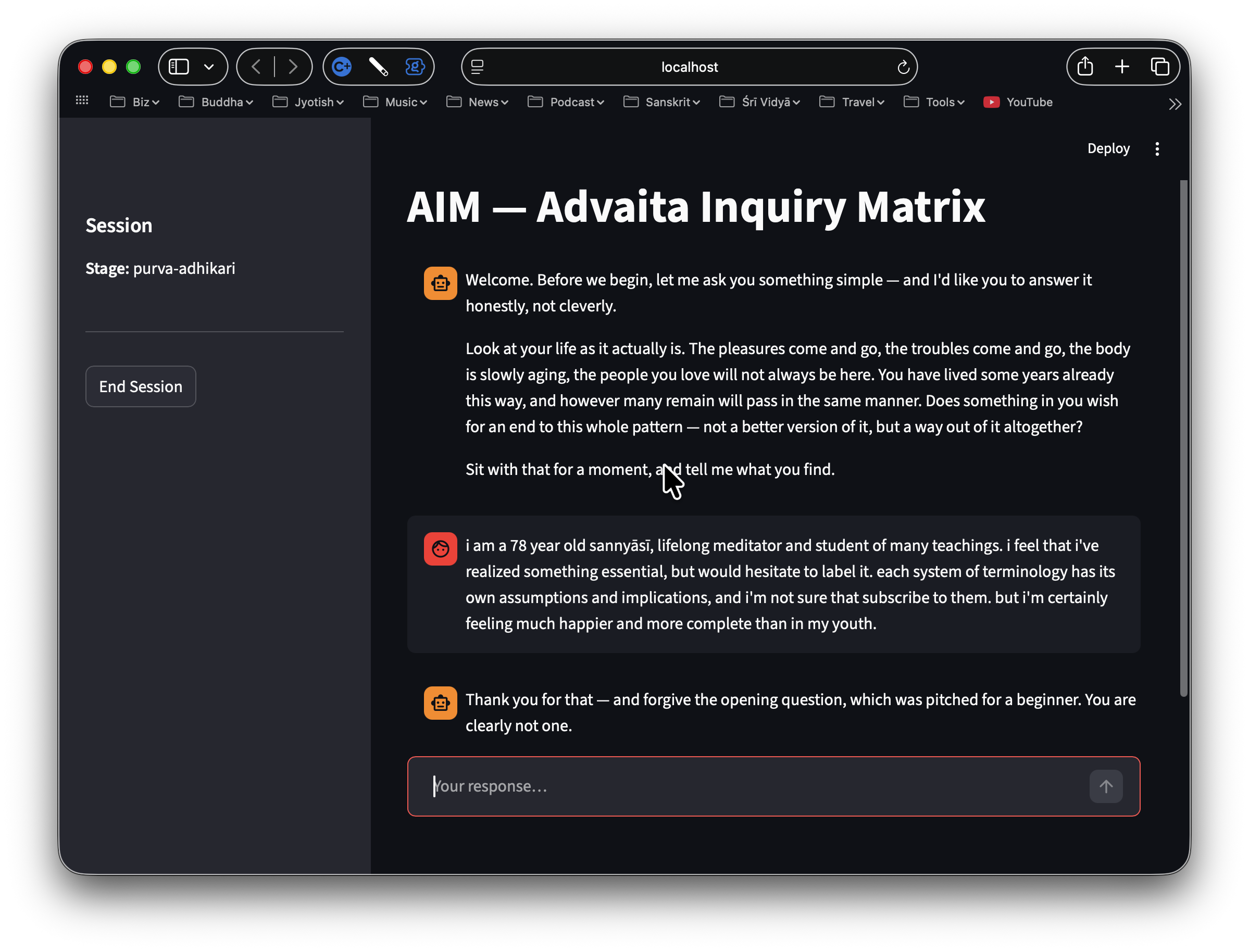 Screenshot of the AIM application interface